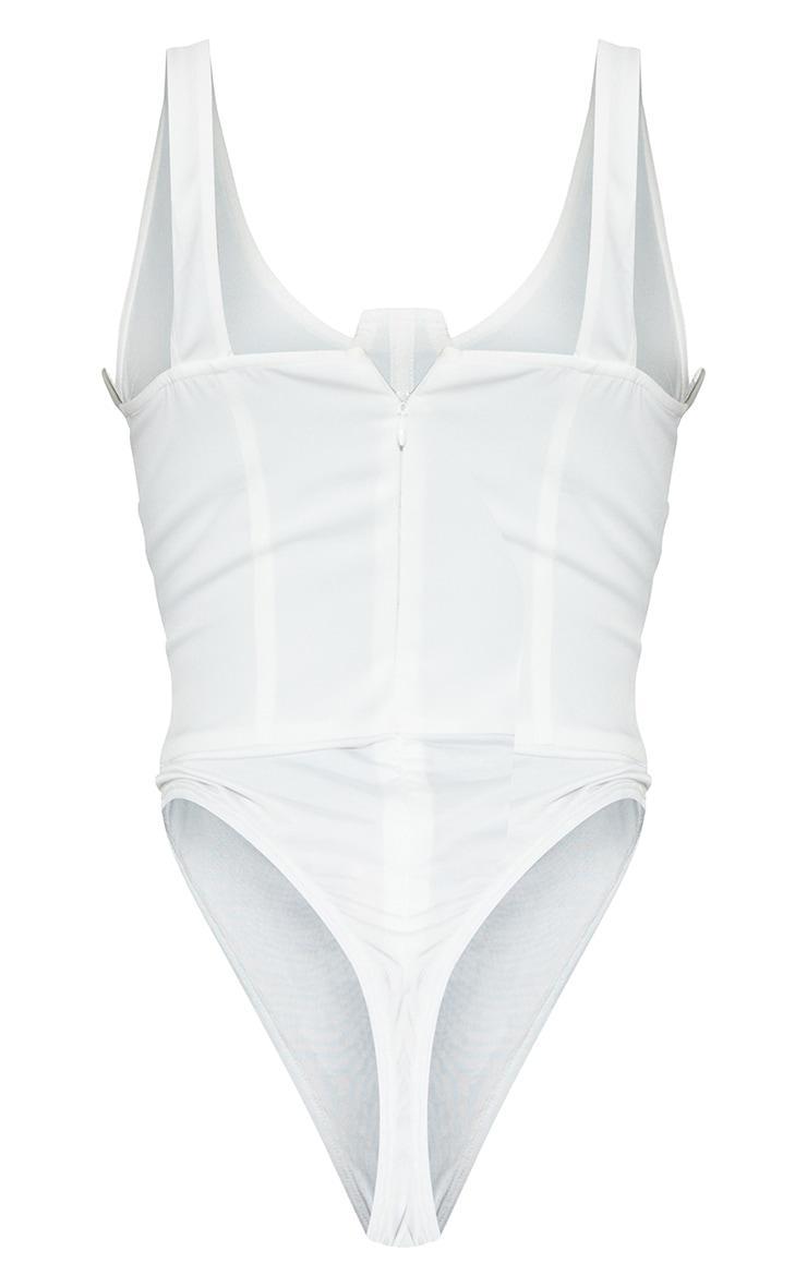 Tall White Corset Detail Woven Bodysuit Product Image