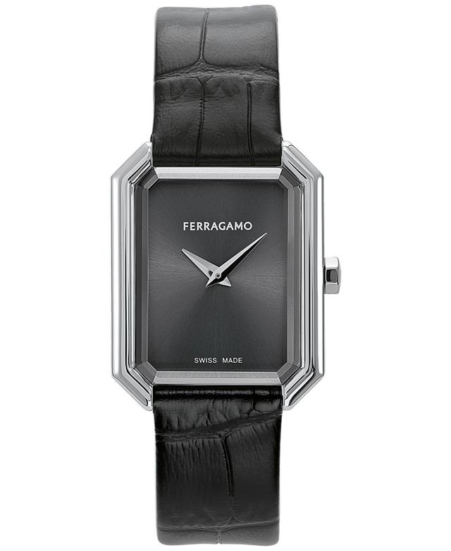 Salvatore Ferragamo Womens Swiss Black Leather Strap Watch 27x34mm Product Image