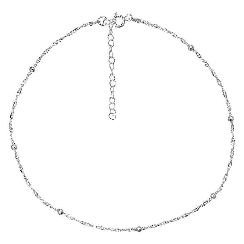 PRIMROSE Sterling Silver Beaded Choker Necklace, Womens, Grey Product Image