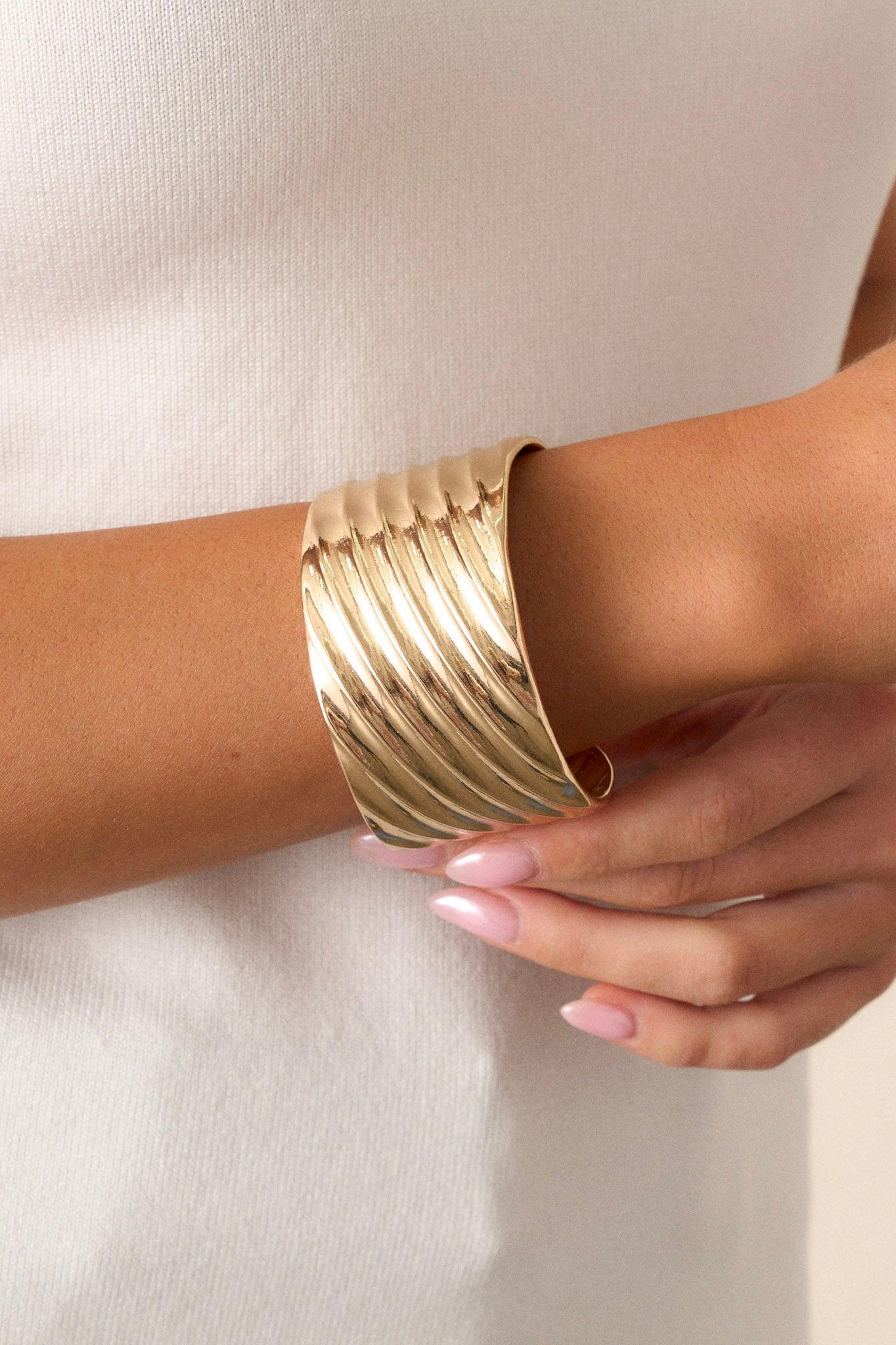 Sunlit Gleam Gold Cuff Bracelet Product Image