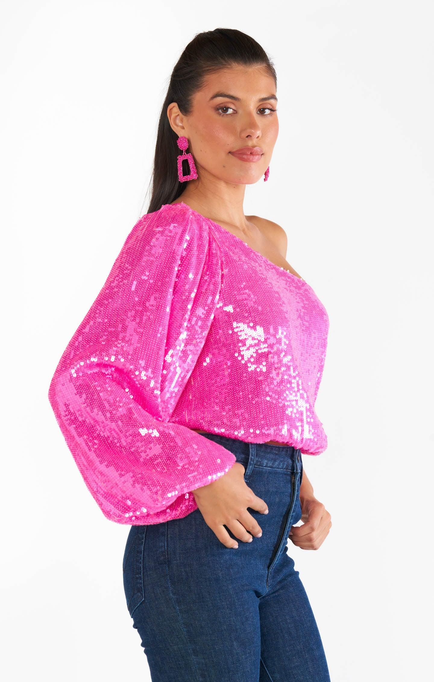 Party Top ~ Bright Pink Sequins Product Image