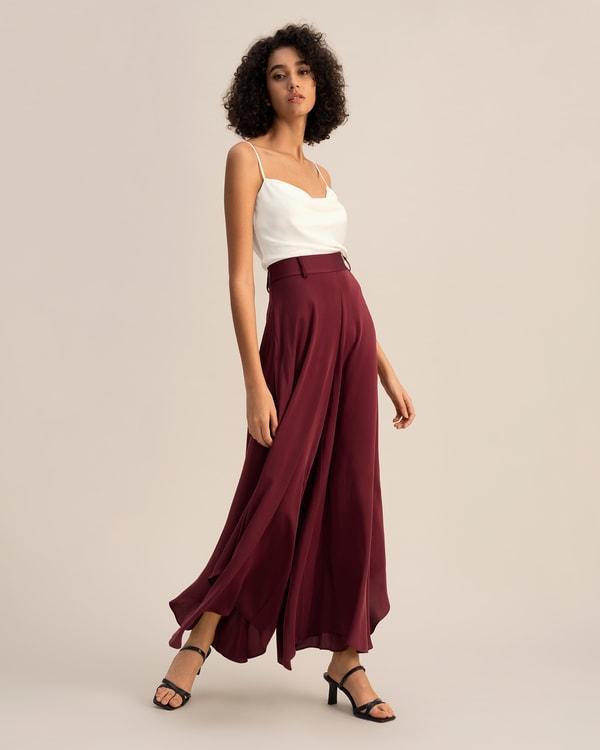 Wide-Legged Silk Fig Pants Product Image