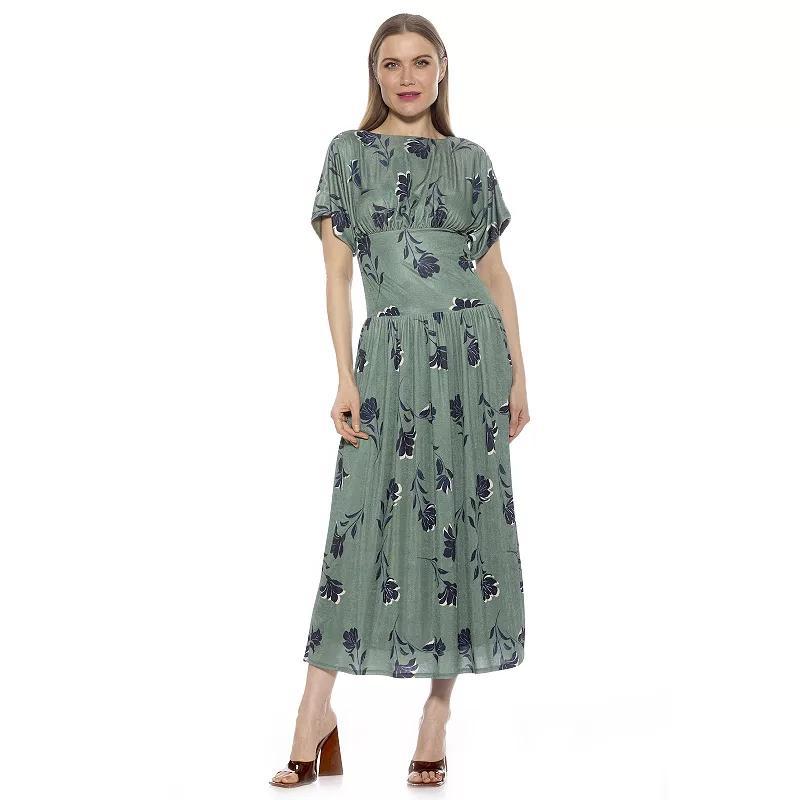 Womens ALEXIA ADMOR Luna Draped Dolman Sleeve Tea Length Dress Product Image