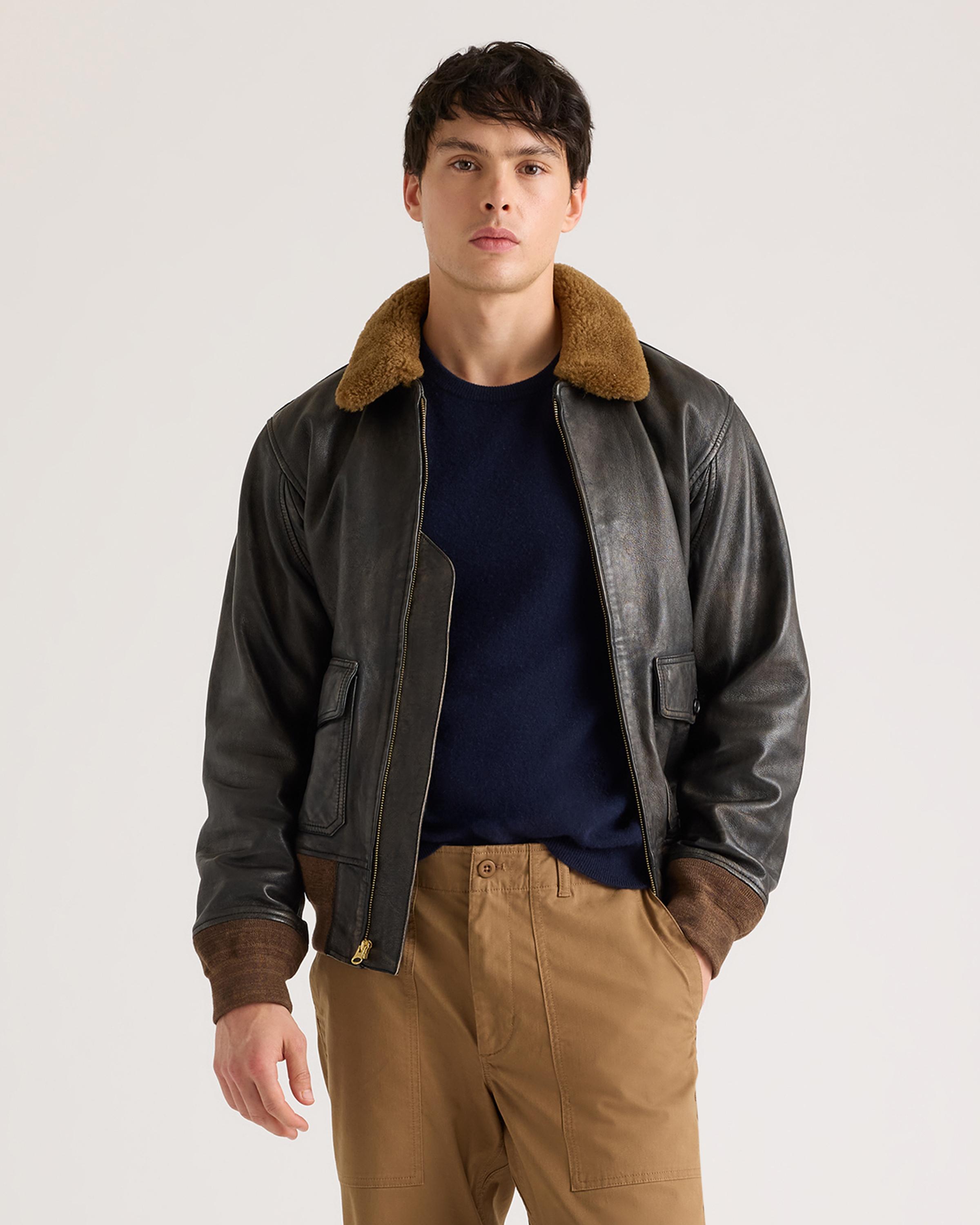 Shearling Collar Leather Flight Jacket product image