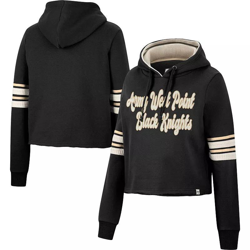 Womens Colosseum Black Army Black Knights Retro Cropped Pullover Hoodie Product Image