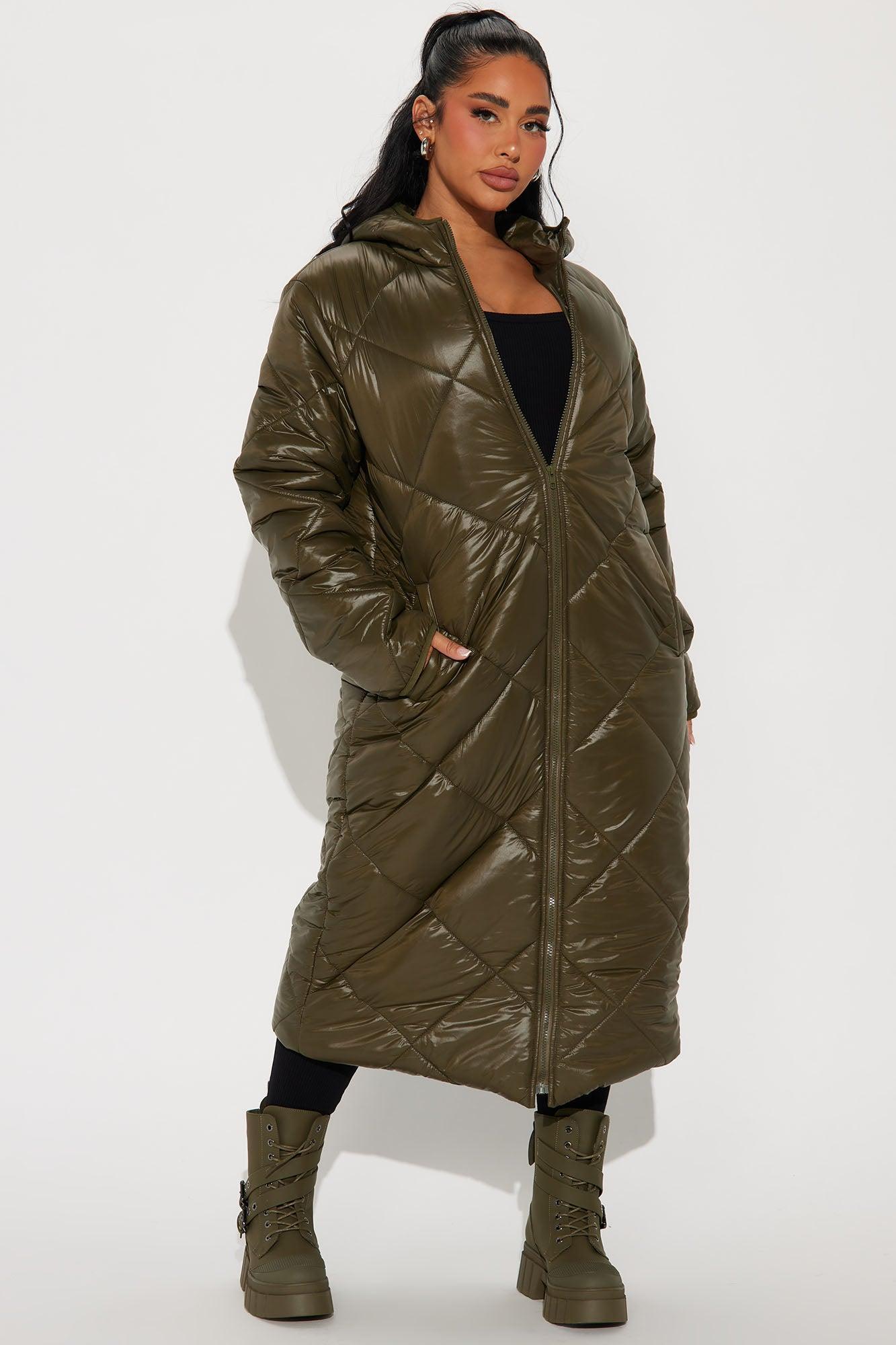 Everyday Swag Long Puffer - Olive Product Image