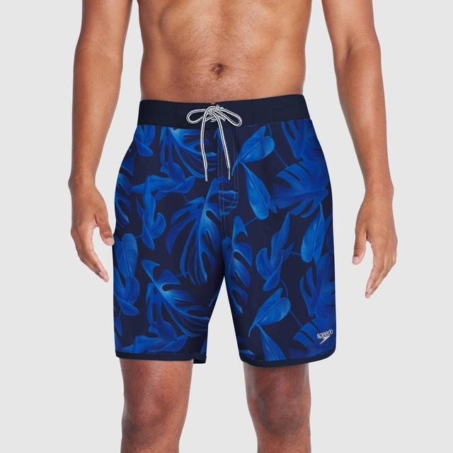 Speedo Mens 7 Tropical Floral Print E-Board Swim Shorts - Blue Product Image