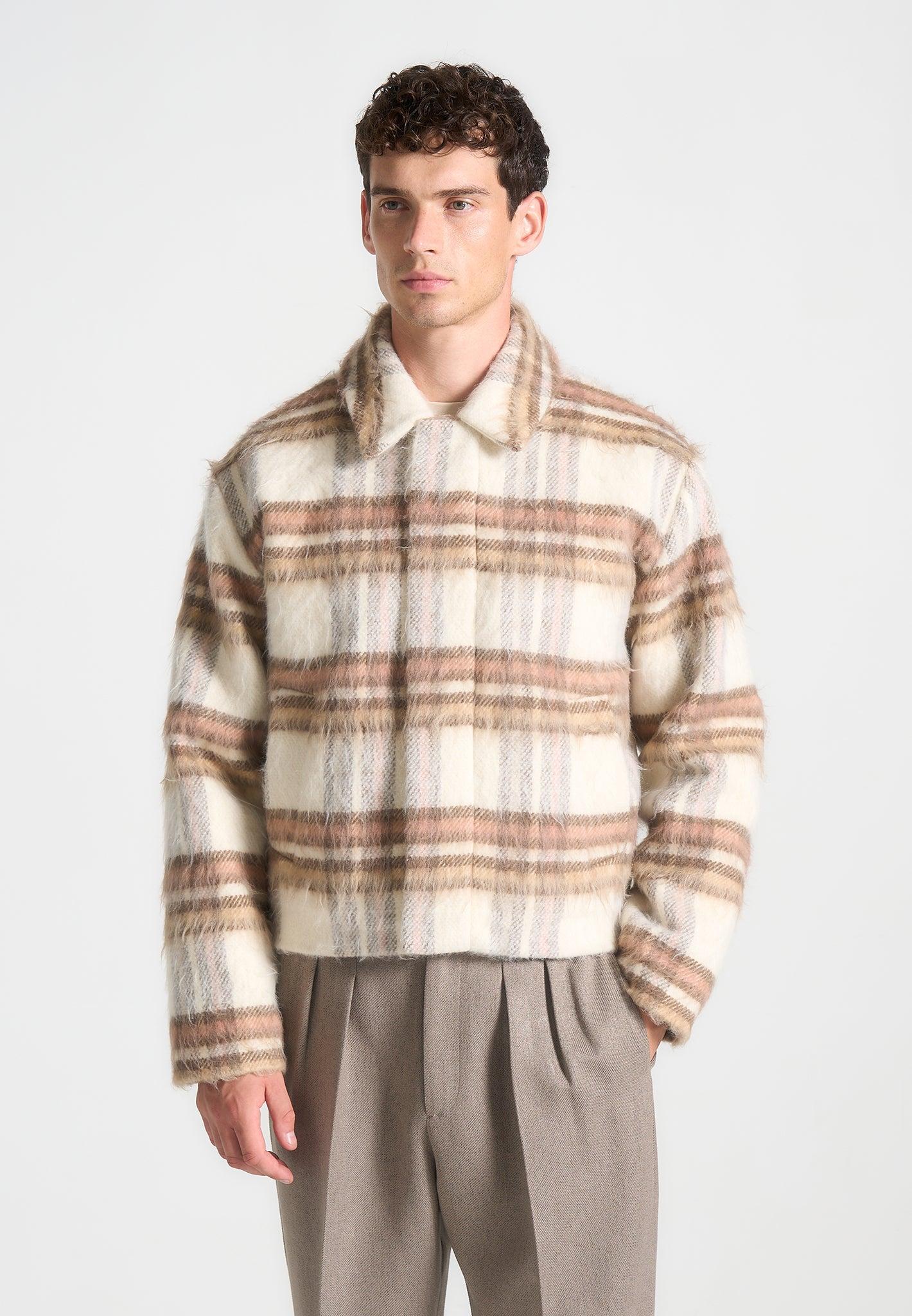 Brushed Checked Jacket - Cream Male Product Image