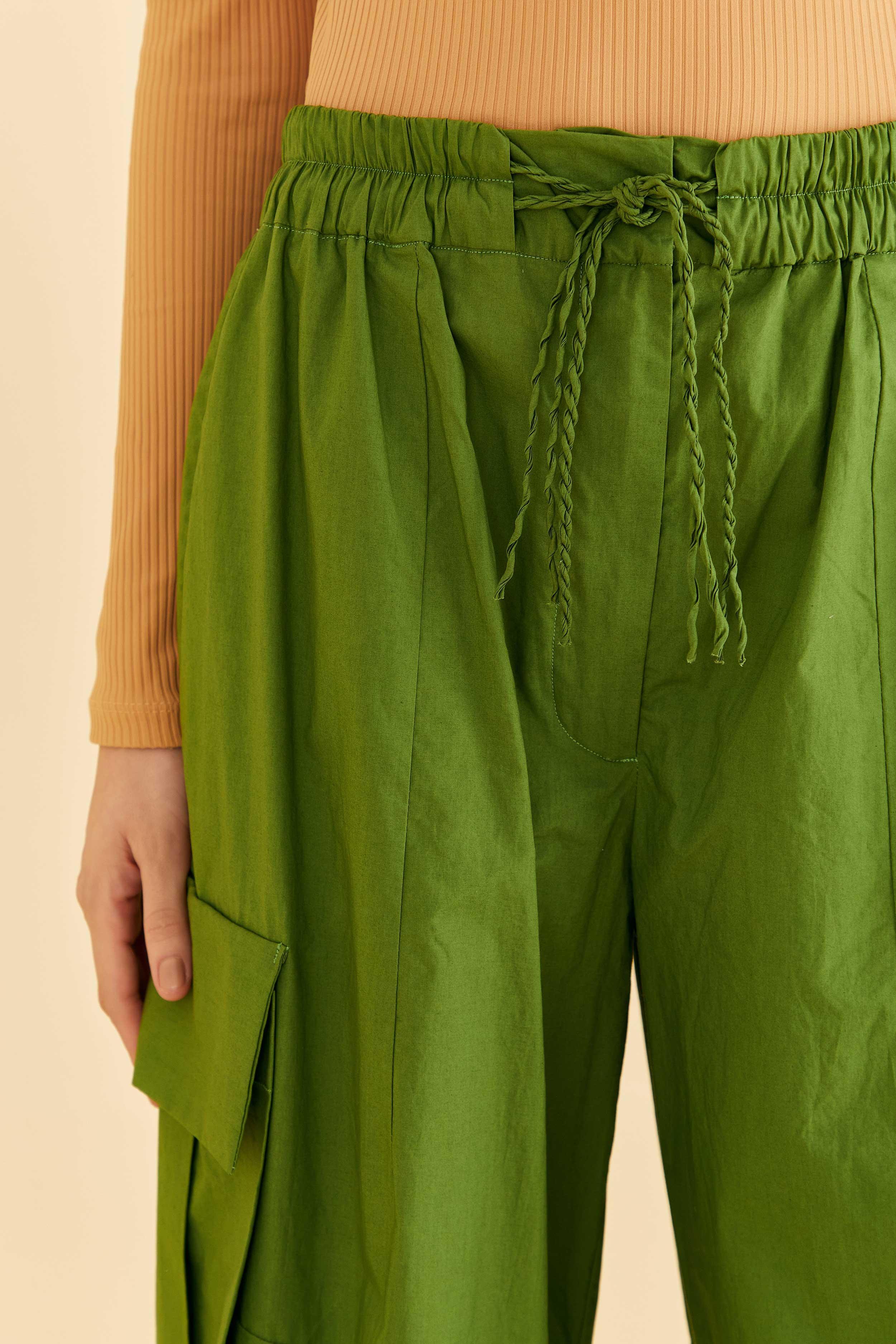 Green Organic Cotton Cargo Pants Product Image