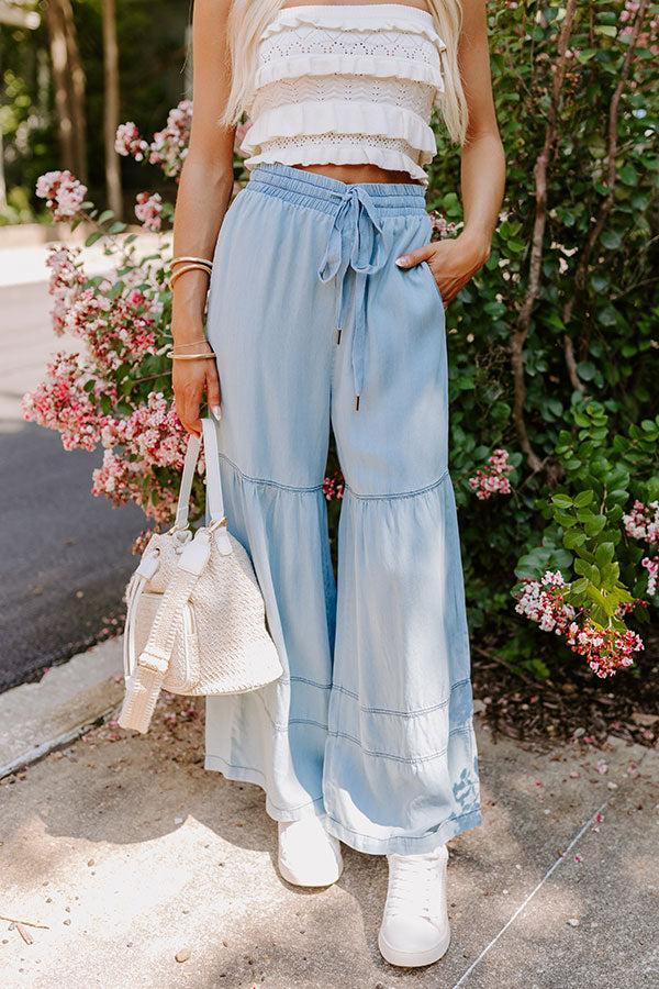 The Elizabeth High Waist Chambray Pants Product Image