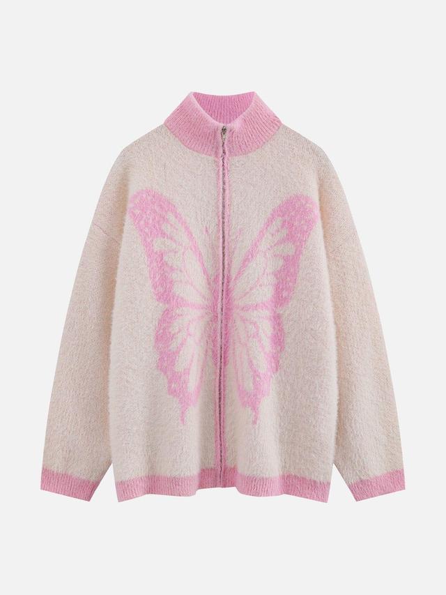 Aelfric Eden Butterfly Pattern Zip Up Cardigan Product Image