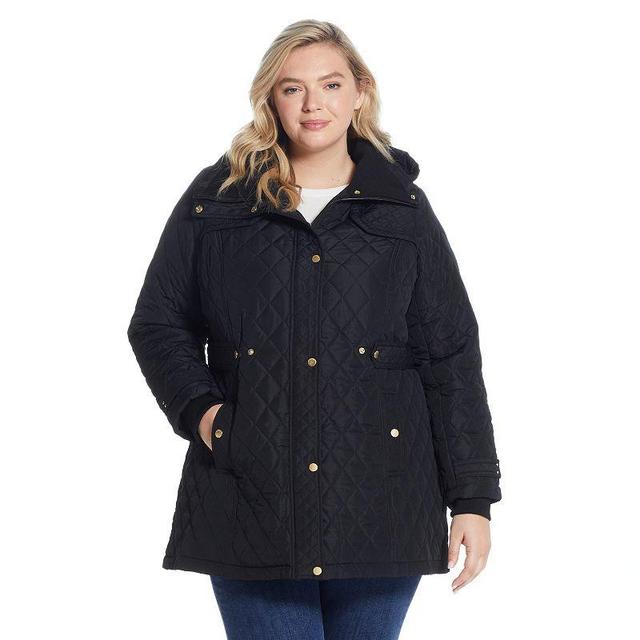 Plus Size Weathercast Hood Quilted Walker Jacket, Womens Blue Product Image