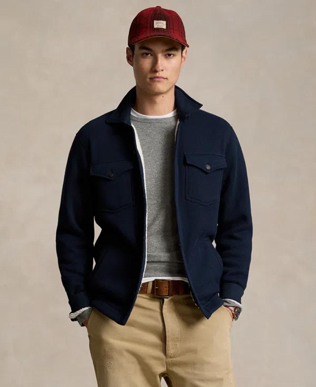 Men's Waffle-knit Shirt Jacket In Aviator Navy Product Image