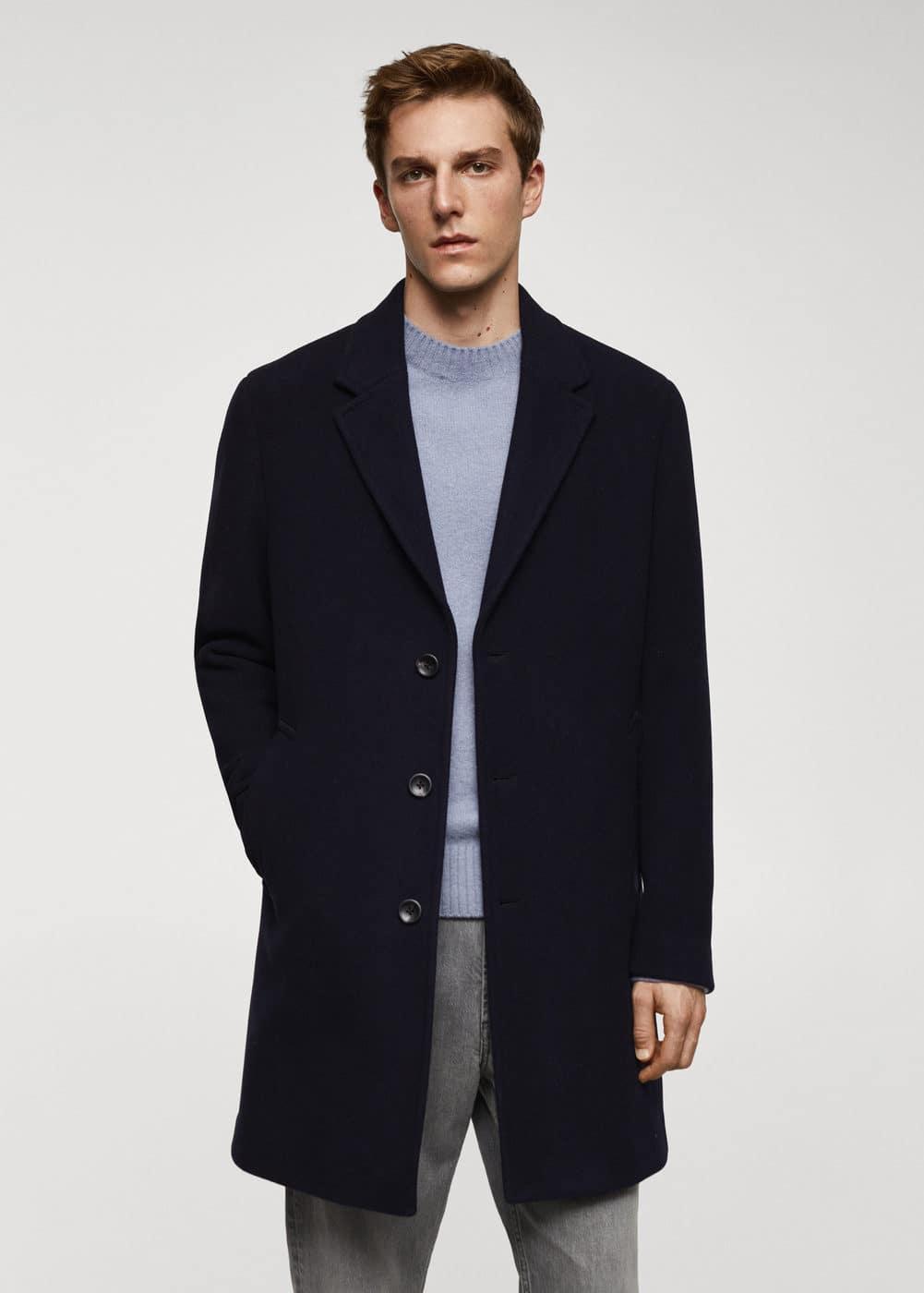 MANGO MAN - Lightweight recycled wool coat dark navyMen Product Image