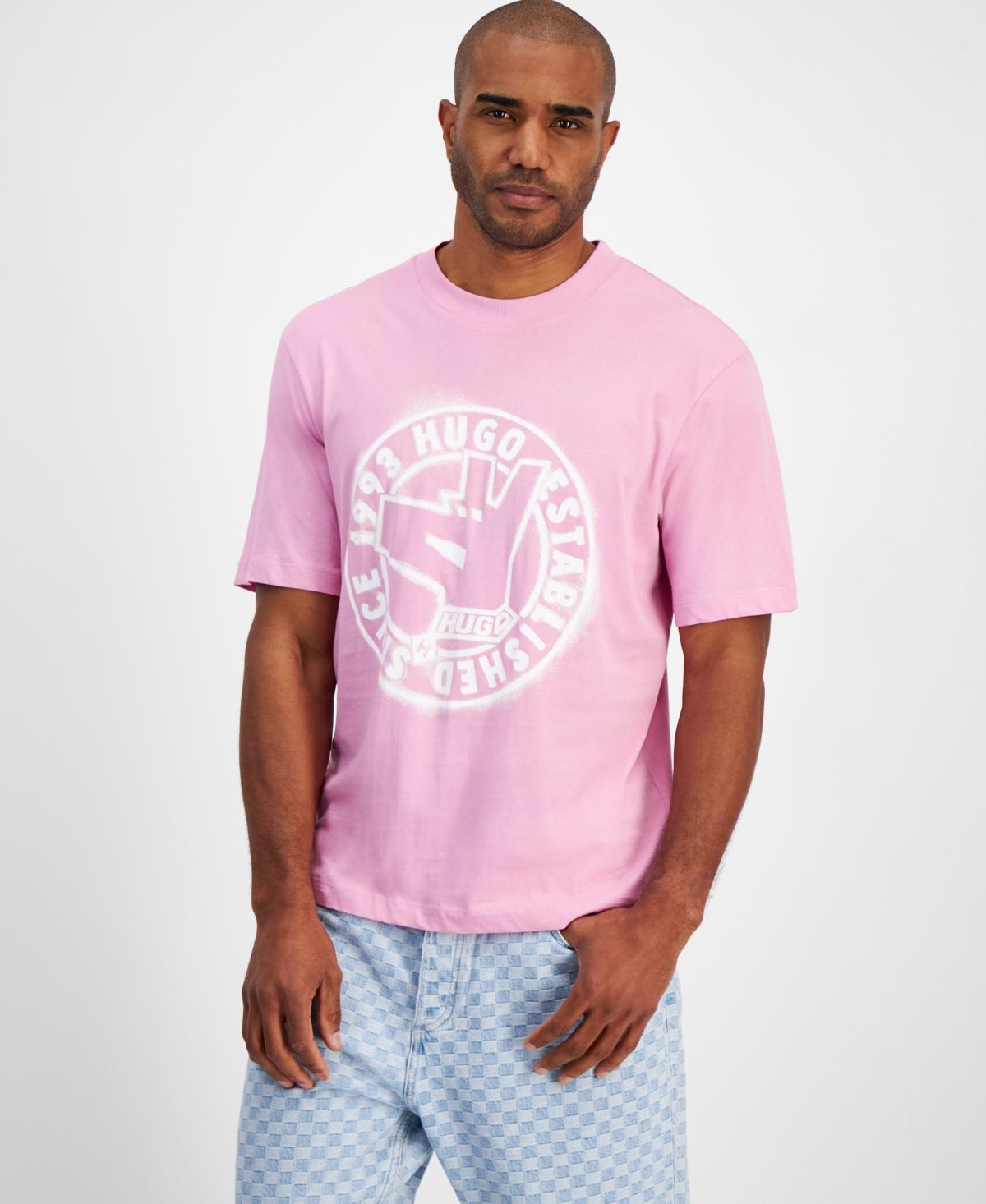 HUGO BOSS Hugo By  Men's Short Sleeve Crewneck Logo Graphic T-shirt In Med Pnk Product Image