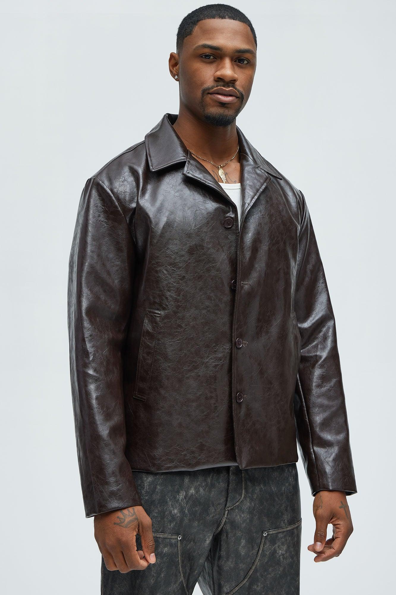 Mitchell Faux Leather Jacket - Brown Product Image