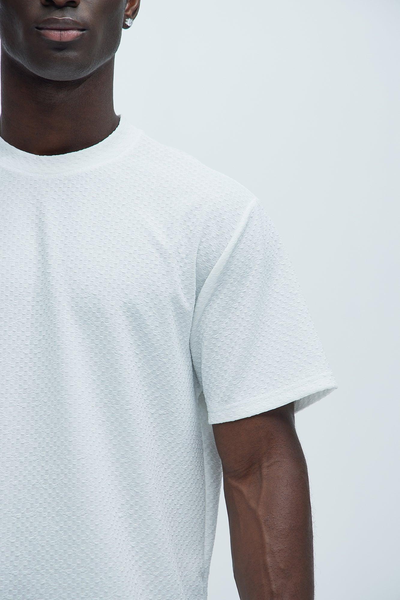 Croydon Textured Knit All Scallop Short Sleeve Tee - White Product Image