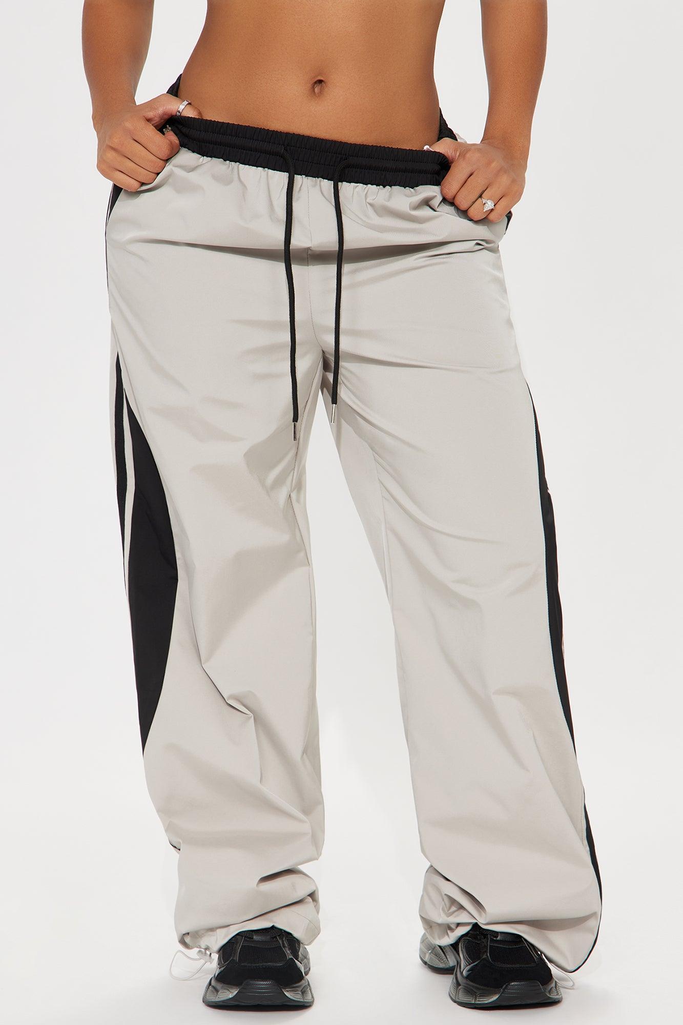 Are You Ready Windbreaker Track Pant - Grey/Black Product Image