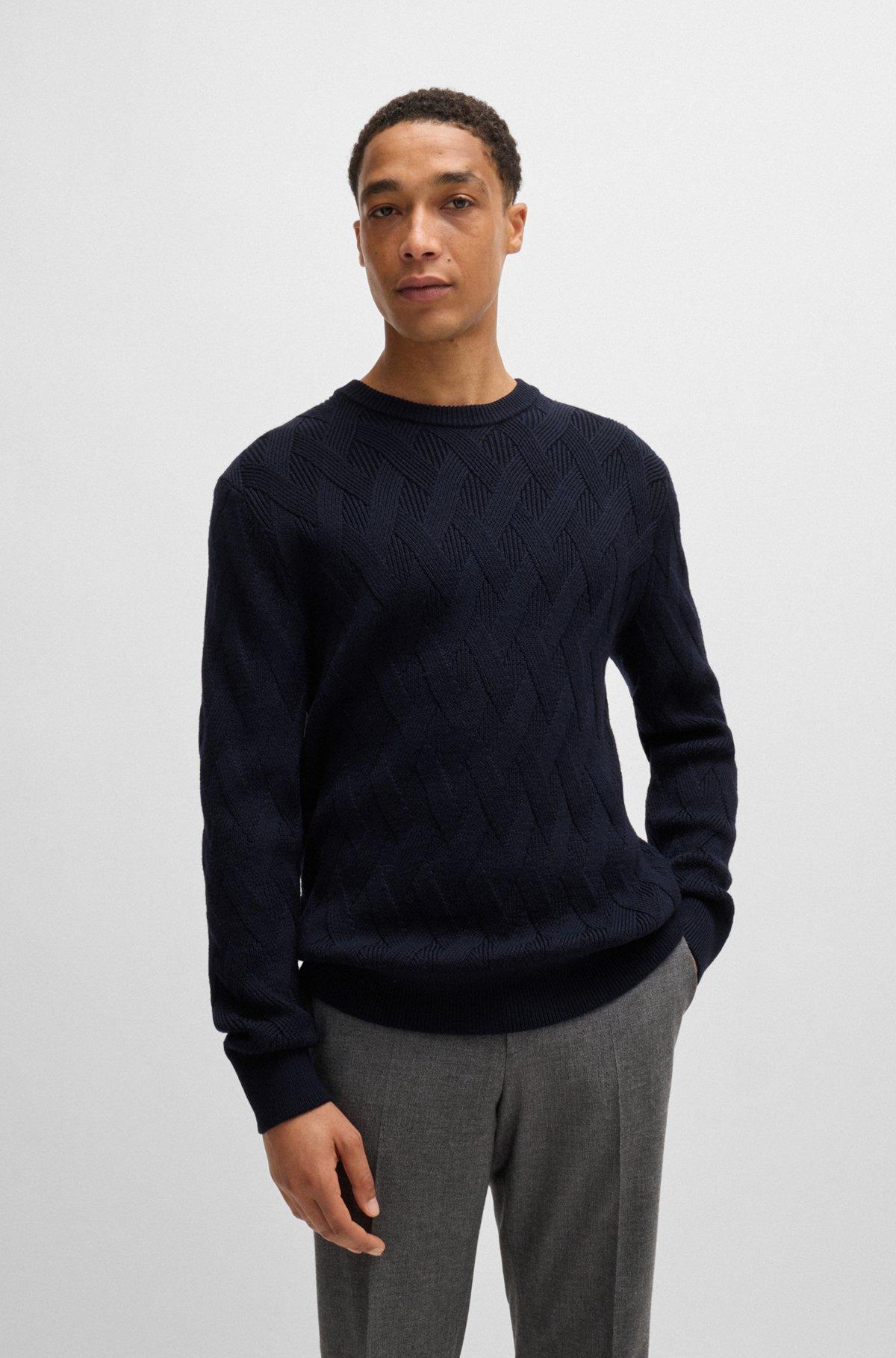 Wool regular-fit sweater with knitted structure Product Image