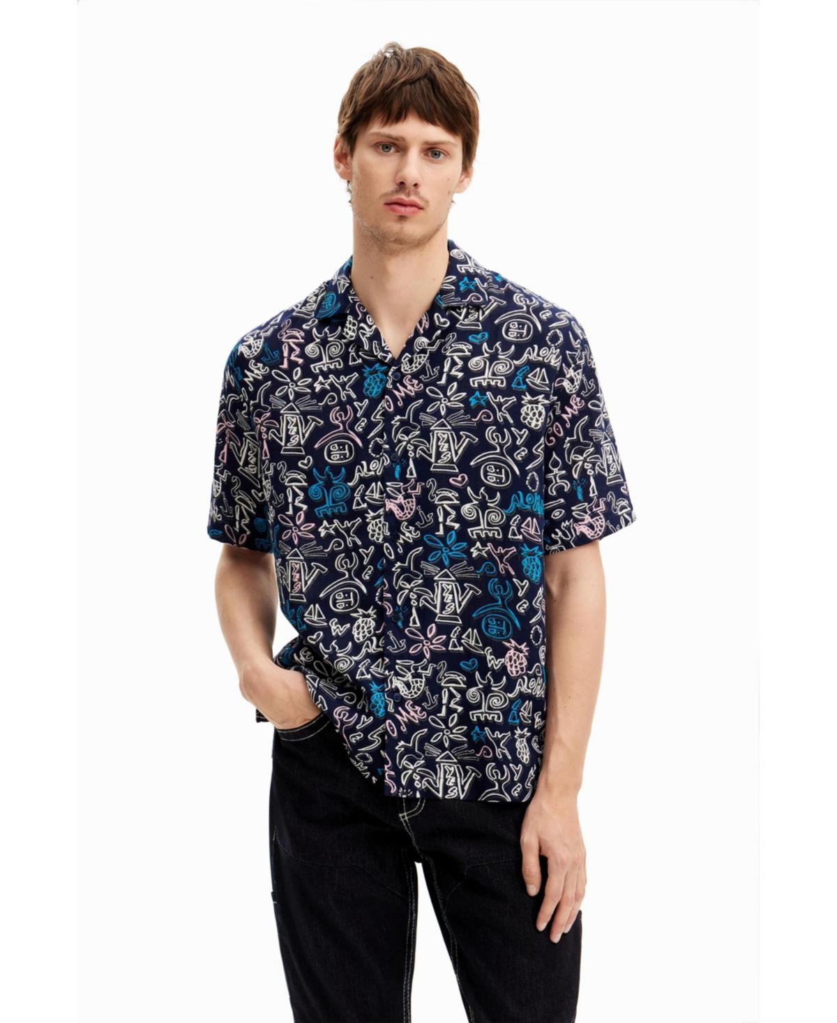 Desigual Mens Shirt with contrasting illustrations Product Image