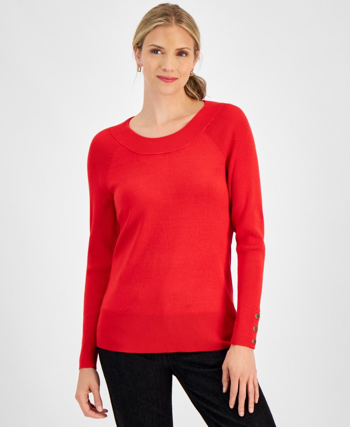 Jm Collection Womens Rib-Knit Raglan-Sleeve Sweater, Created for Macys Product Image