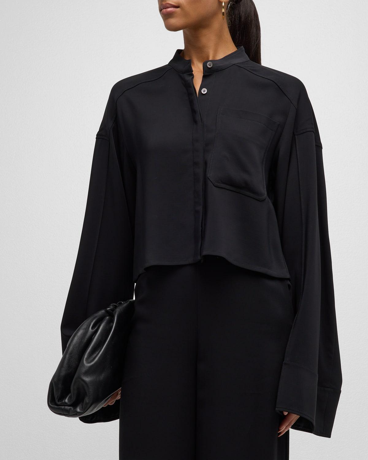 Womens Crepe Stand Collar Blouse Product Image