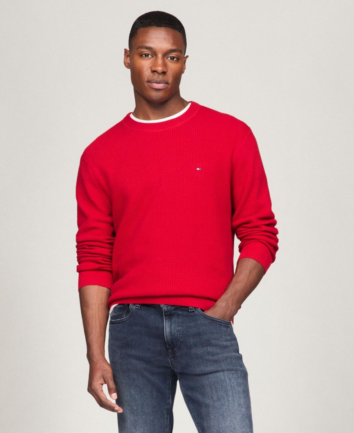 Tommy Hilfiger Mens Textured Knit Stripe Crewneck Sweater Product Image