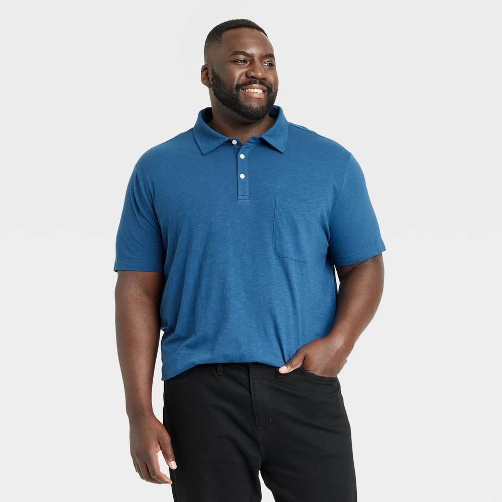 Mens Big & Tall Short Sleeve Slub Jersey Polo Shirt - Goodfellow & Co Blue 3XLT Product Image