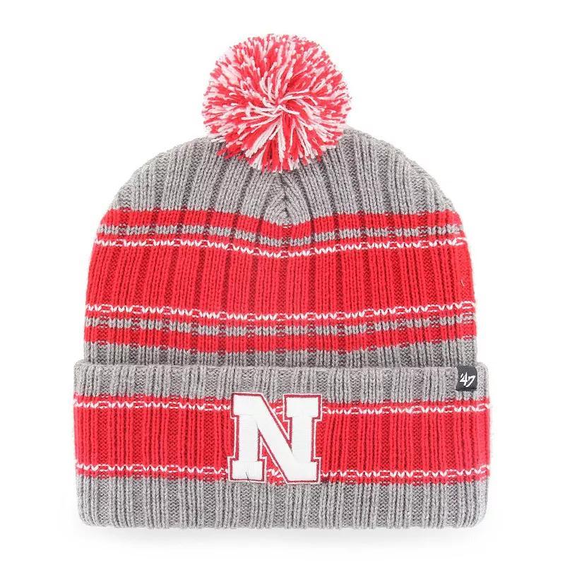 Mens 47 Gray Nebraska Cornhuskers Rexford Cuffed Knit Hat with Pom Product Image