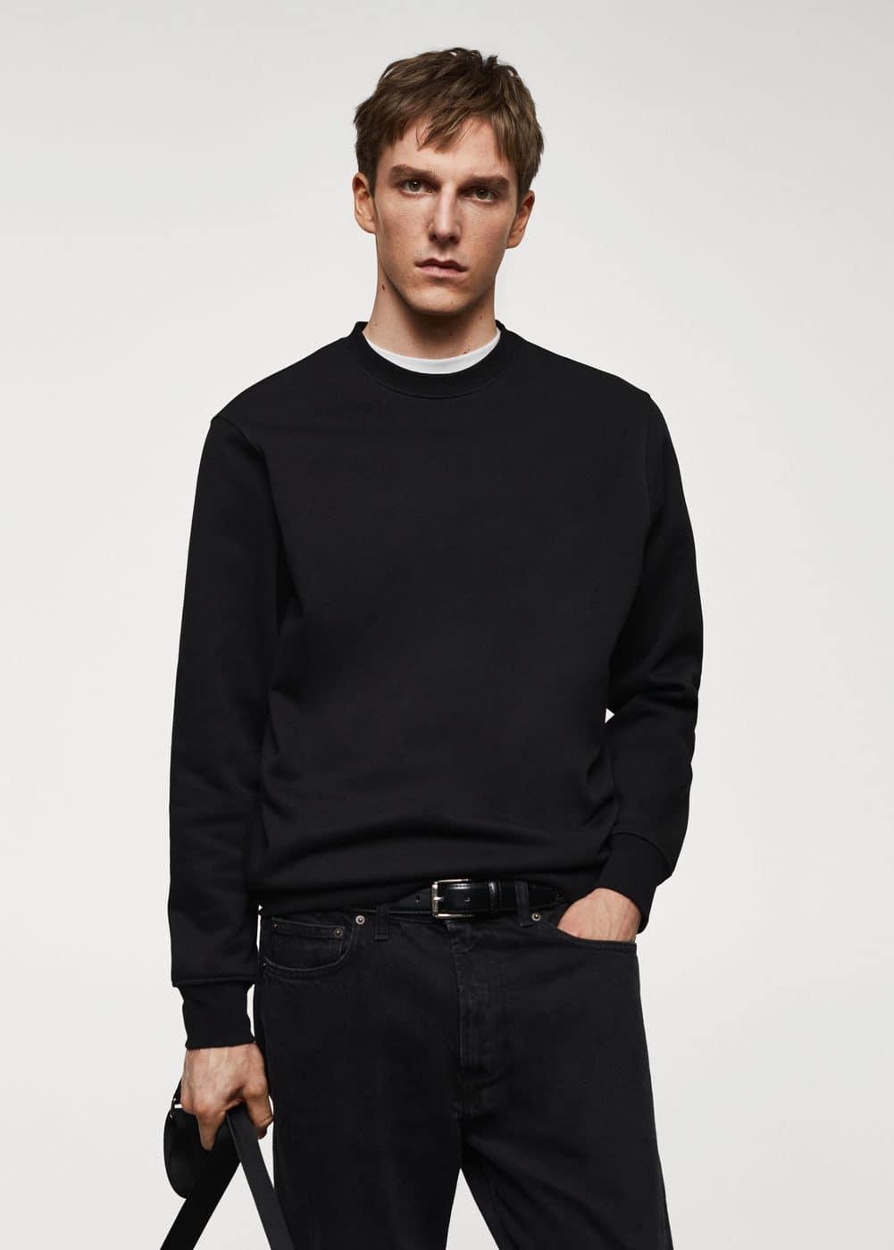 MANGO MAN - Lightweight cotton sweatshirt blackMen Product Image