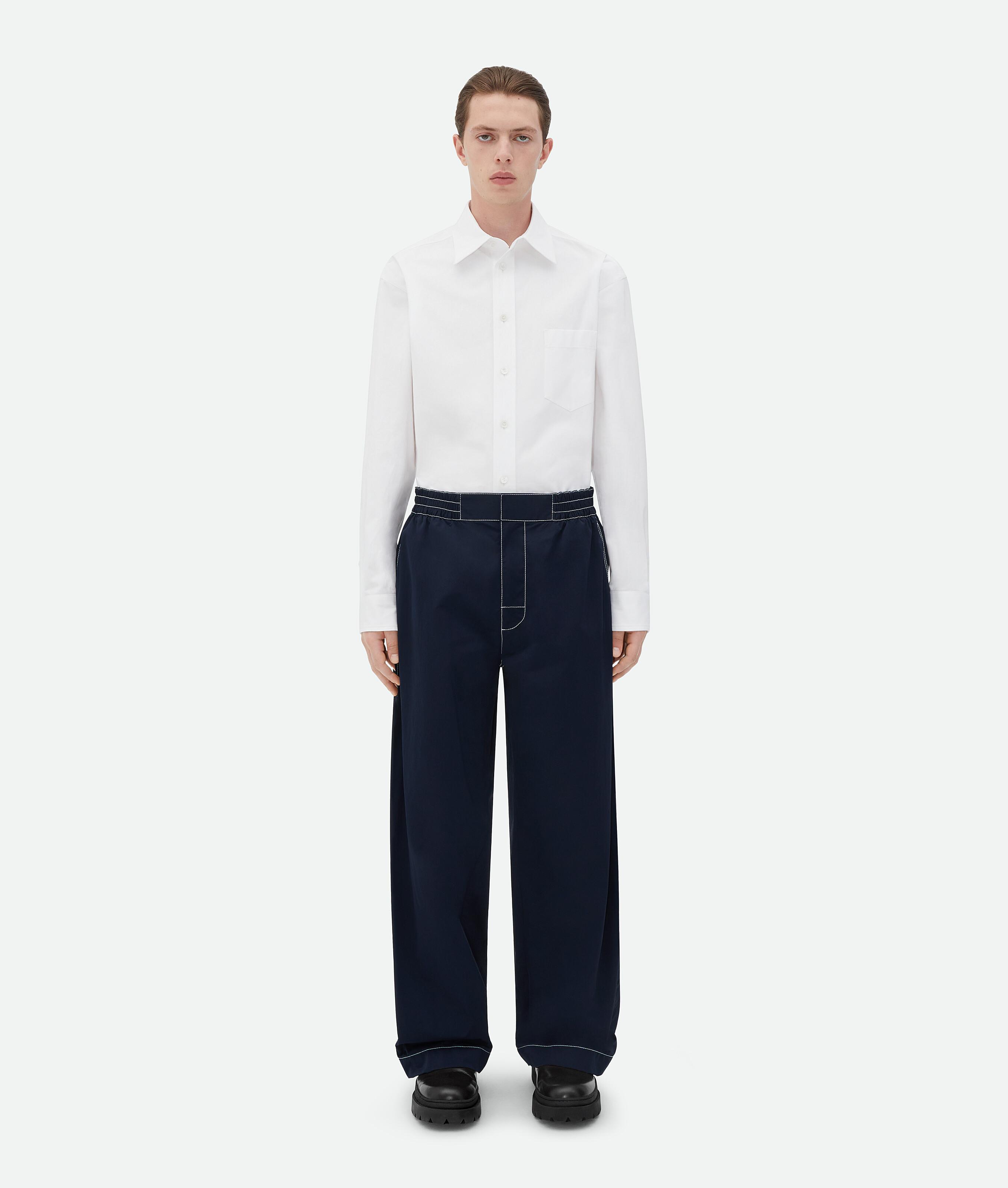 Men's Elasticated Tech Nylon Trousers in Navy Product Image