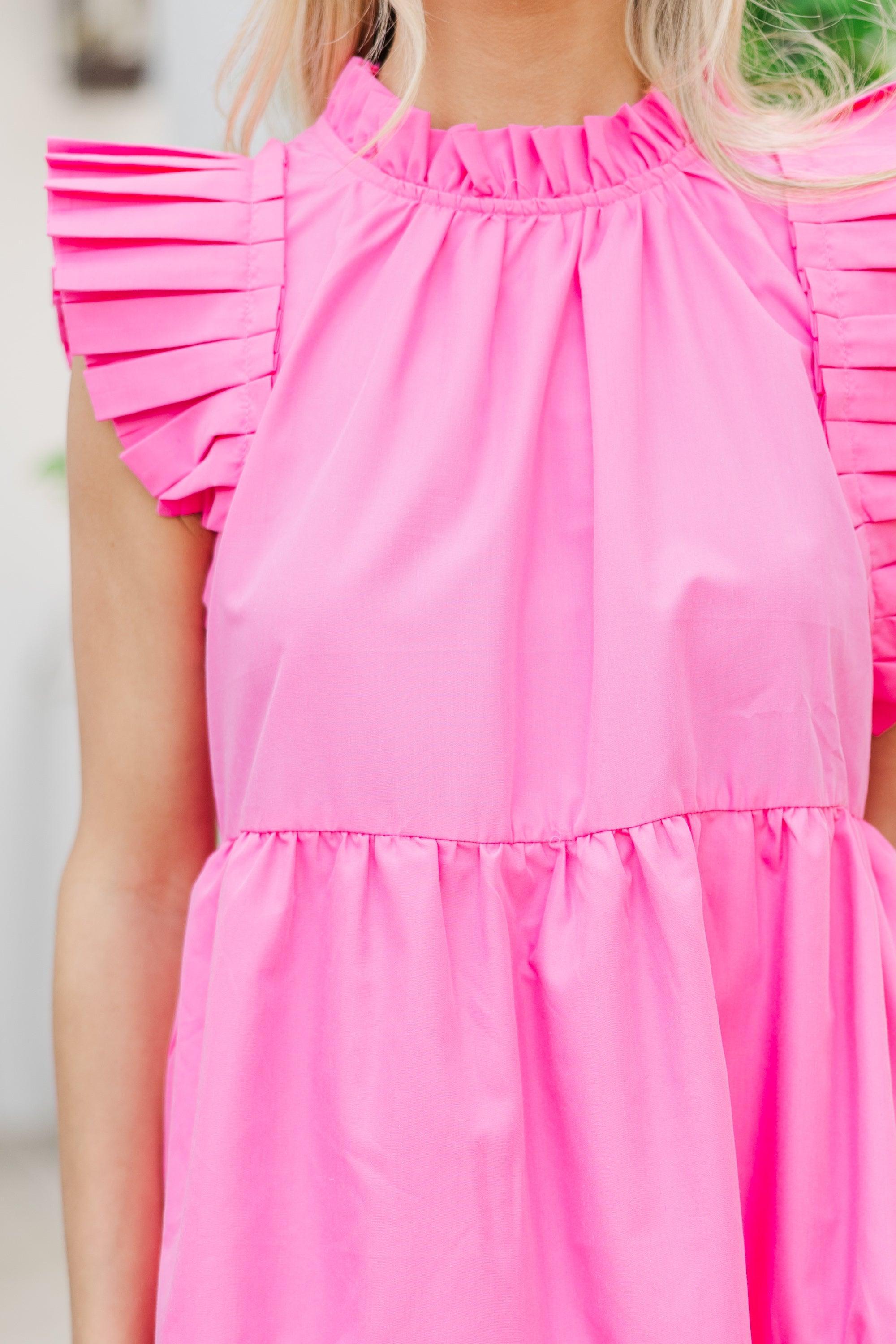 Tell It All Pink Ruffled Dress Female Product Image