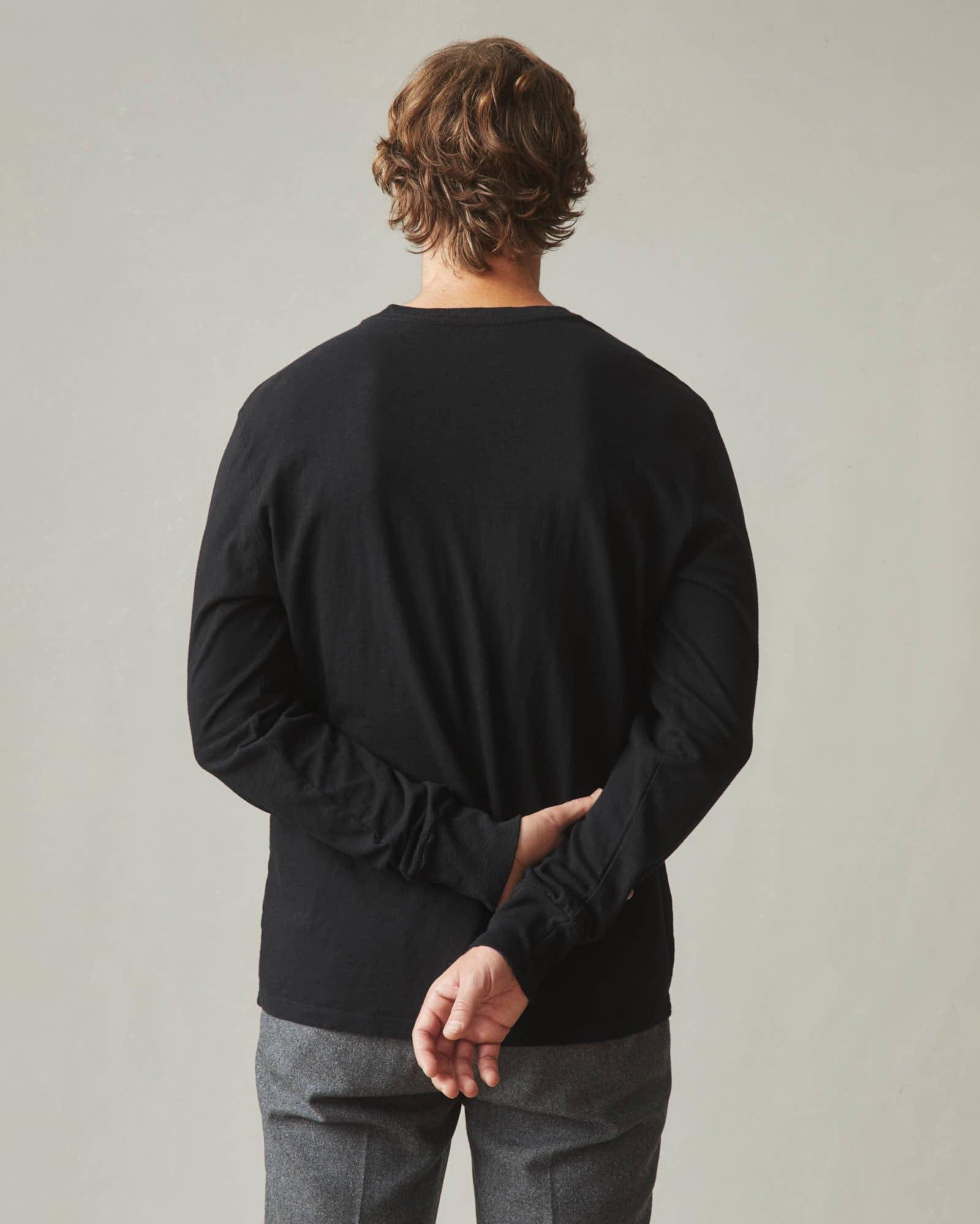 Premium Slub Crew Tee Long Sleeve - Black Male Product Image