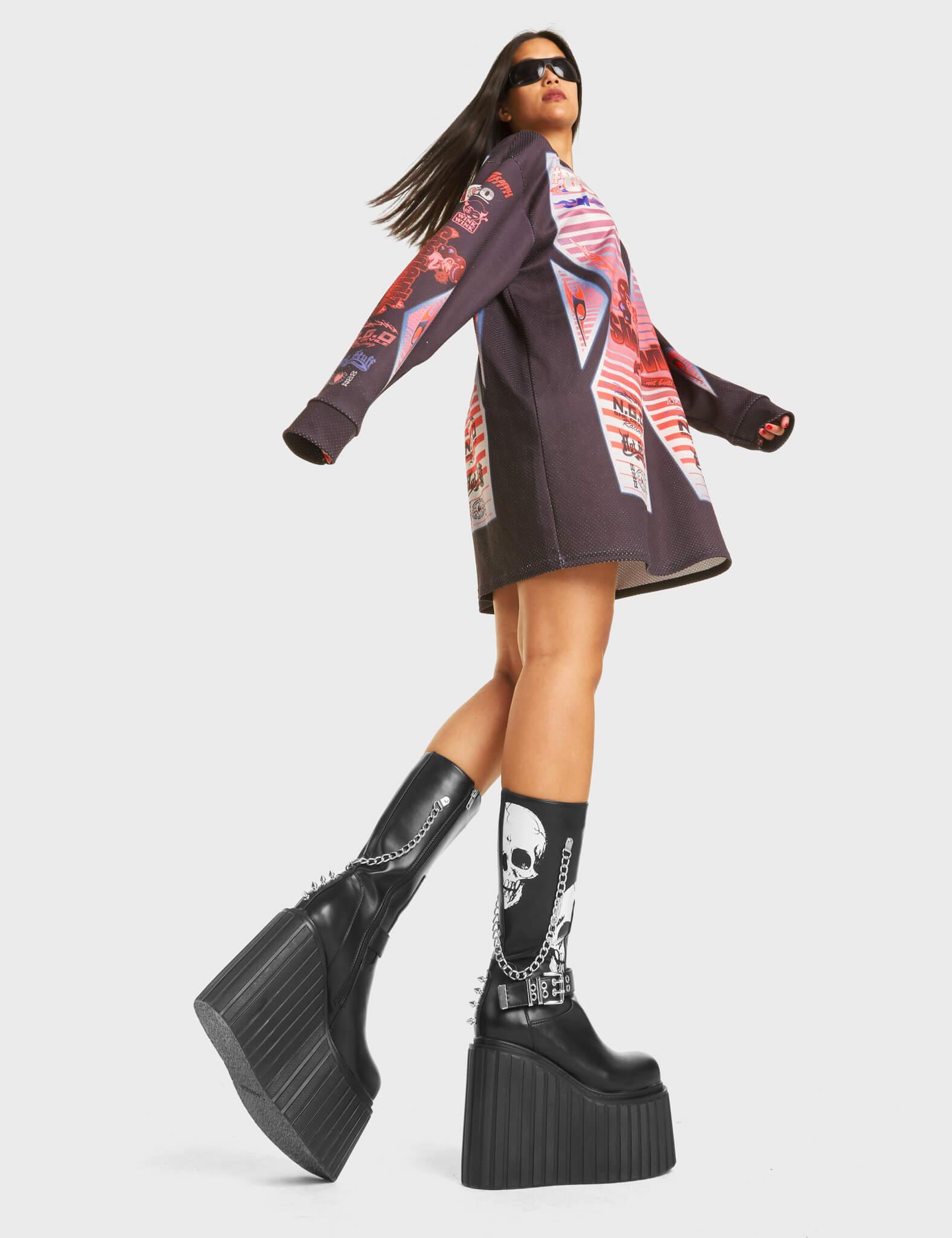 Shivering Chunky Platform Creeper Calf Boots Product Image