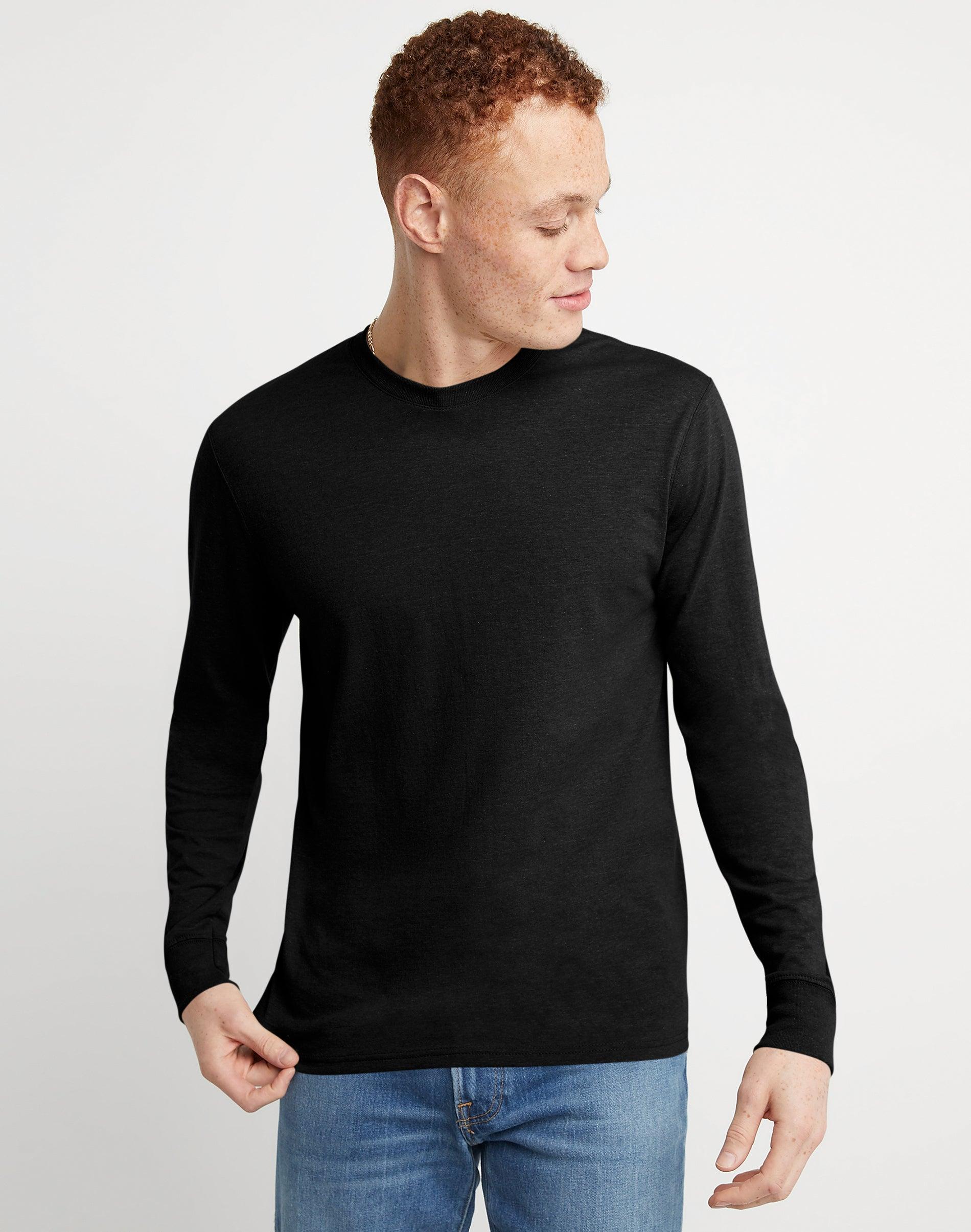 Hanes Originals Mens Long Sleeve Tri-Blend T-Shirt Black S Product Image