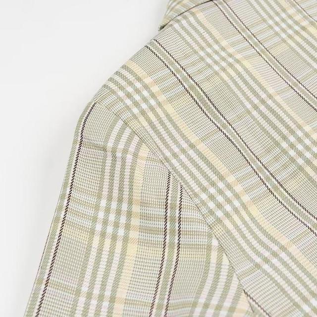 Notch Lapel Plaid Double Breasted Blazer Product Image