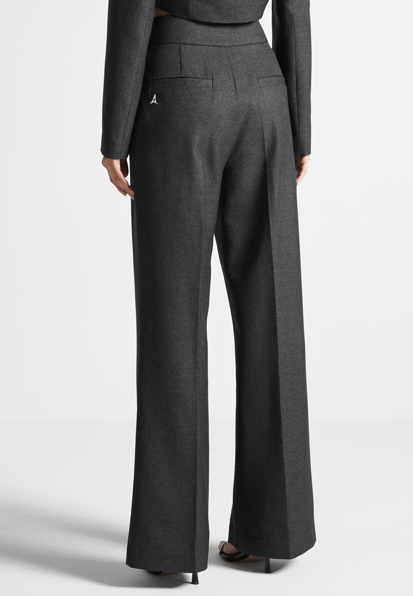 High Waisted Tailored Trousers - Grey Female Product Image