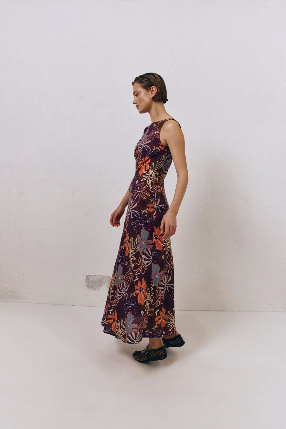 Art Of Bloom Bias Cut Maxi Dress Exotica Product Image