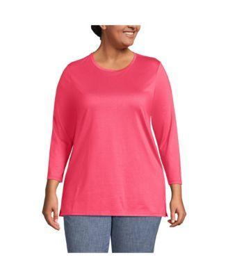 Plus Size 3/4 Sleeve Cotton Supima Tunic Product Image