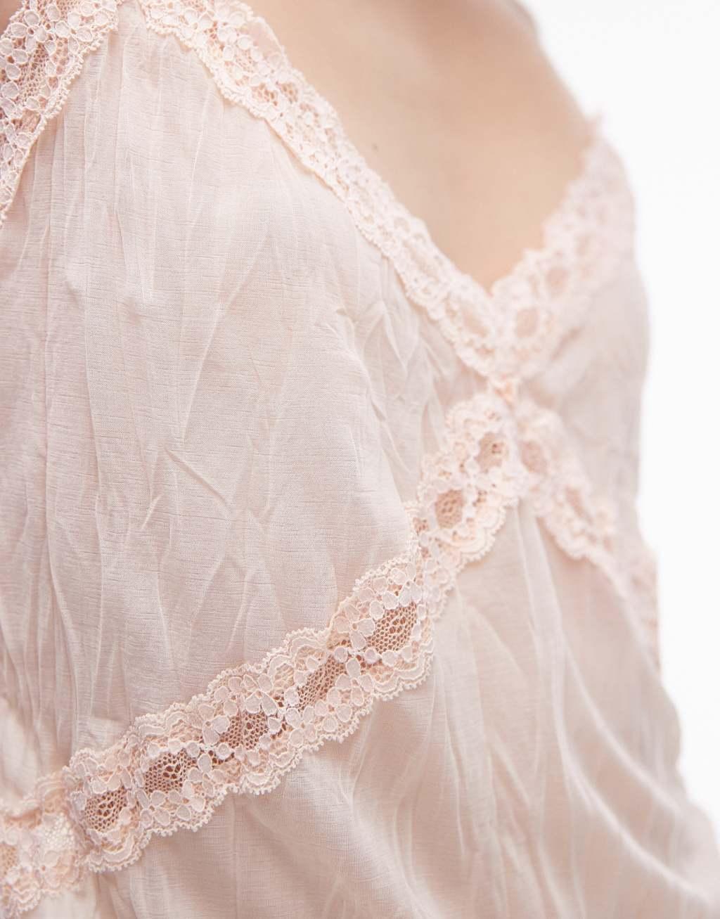 Topshop lace mix cami in pink Product Image