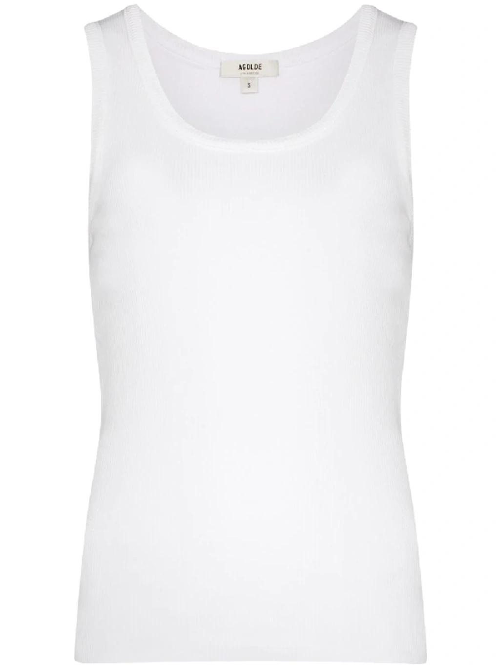 Poppy Ribbed Stretch Organic Cotton And Tencel-blend Jersey Tank In Tissue Off White product image