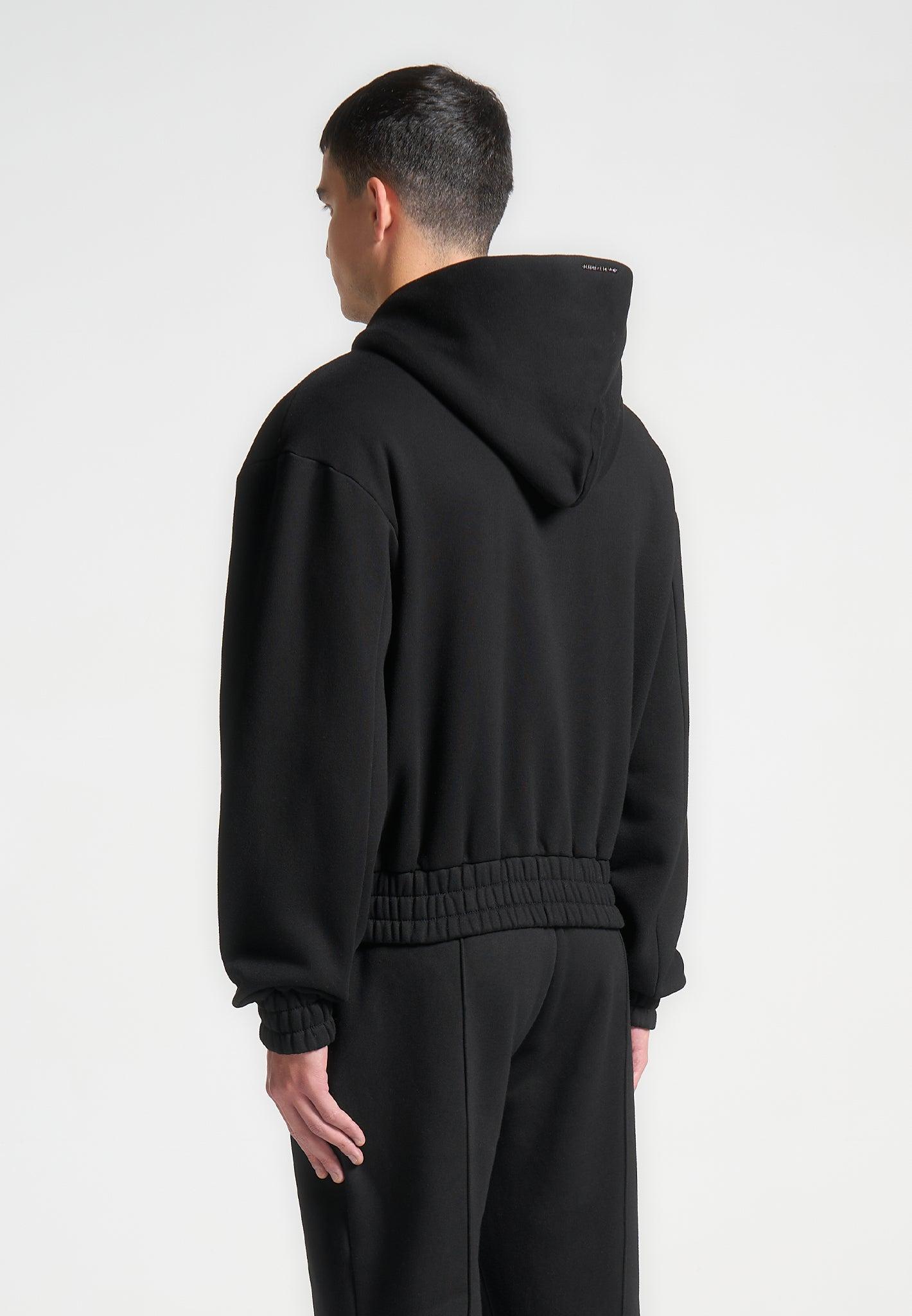 Éternel 420GSM Eiffel Embossed Zip Hoodie - Black Male Product Image