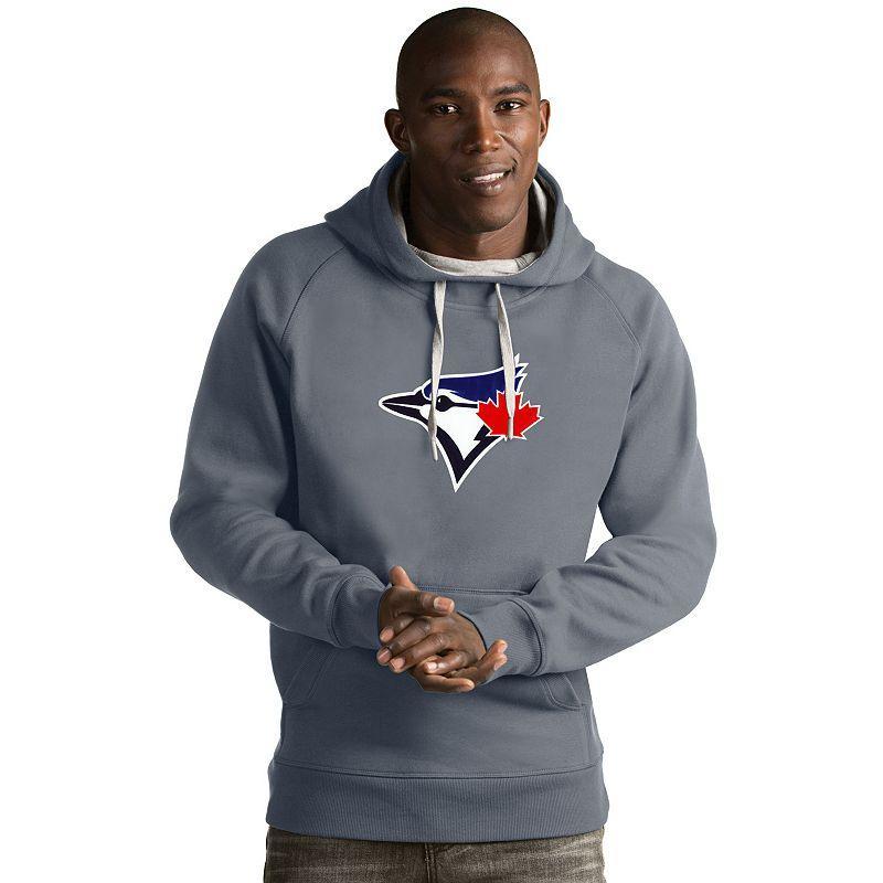 Mens Antigua Toronto Blue Jays Victory Logo Hoodie Light Grey Product Image