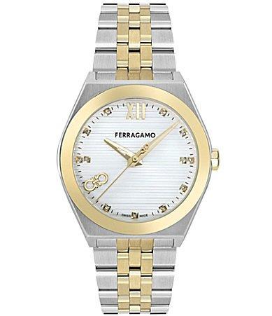 Salvatore Ferragamo Mens Vega New Diamond Analog Two Tone Stainless Steel Bracelet Watch Product Image