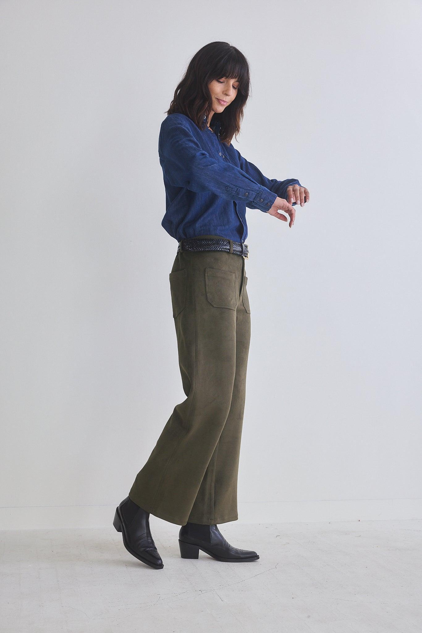 Finesse Microsuede Wide Leg Pants Product Image