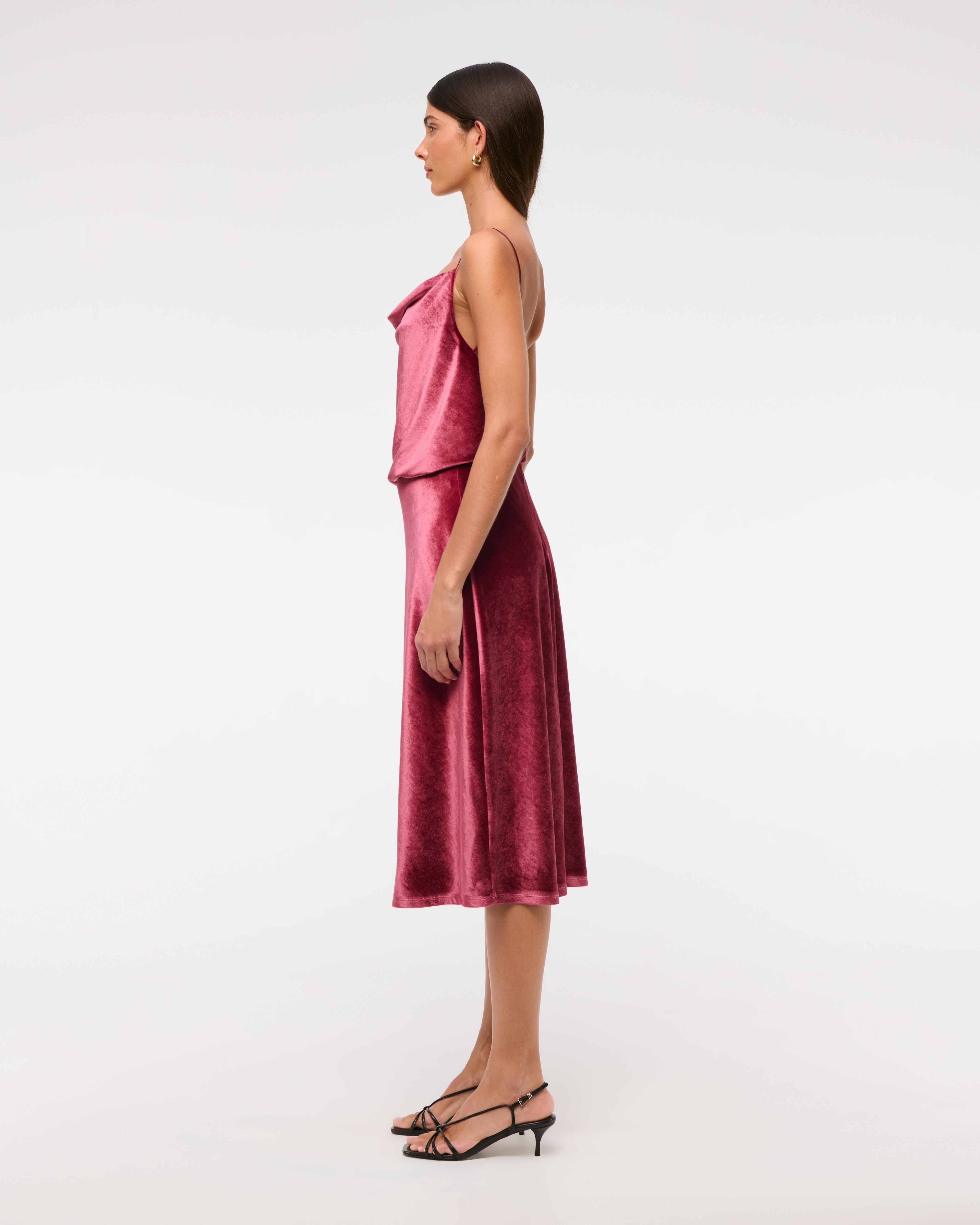 Velvet Open-Back Midi Dress Product Image