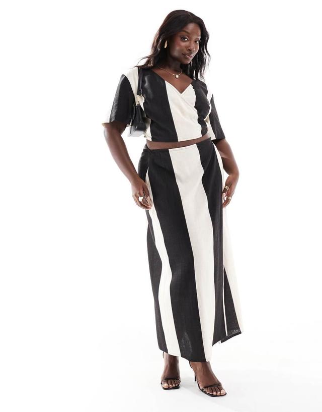 Pretty Lavish Curve contrast wrap midaxi skirt in black and white - part of a set Product Image