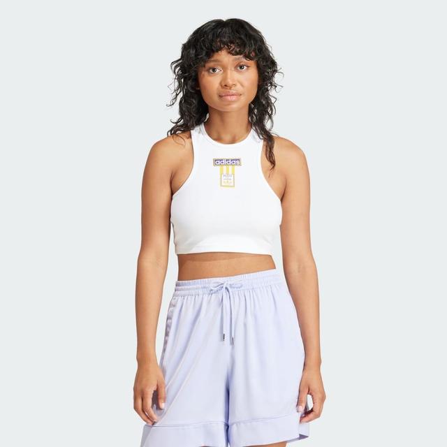 adidas Adibreak Cropped Tank Top White XL Womens Product Image