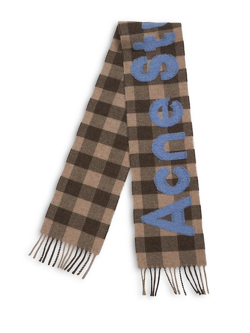 Mens Unisex Veda Logo Check Wool-Blend Scarf Product Image