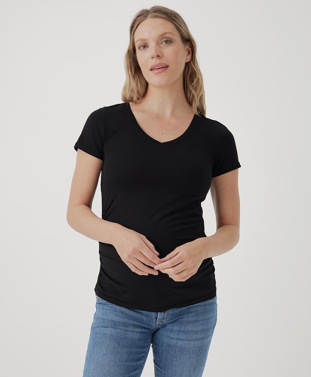 Womens Maternity Ruched V-Neck Tee XL Product Image